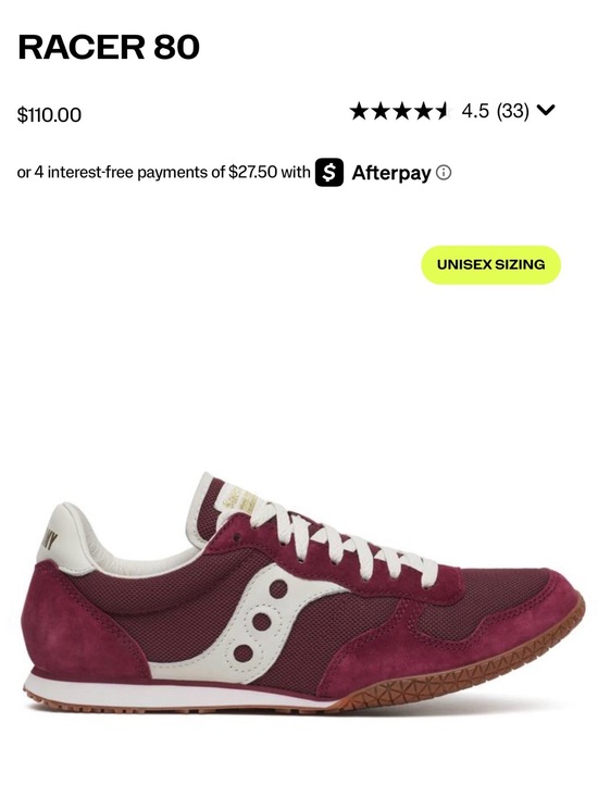 Saucony Shoes - Saucony Maroon and White Racer 80 Low-Profile Retro Sneakers Size 7